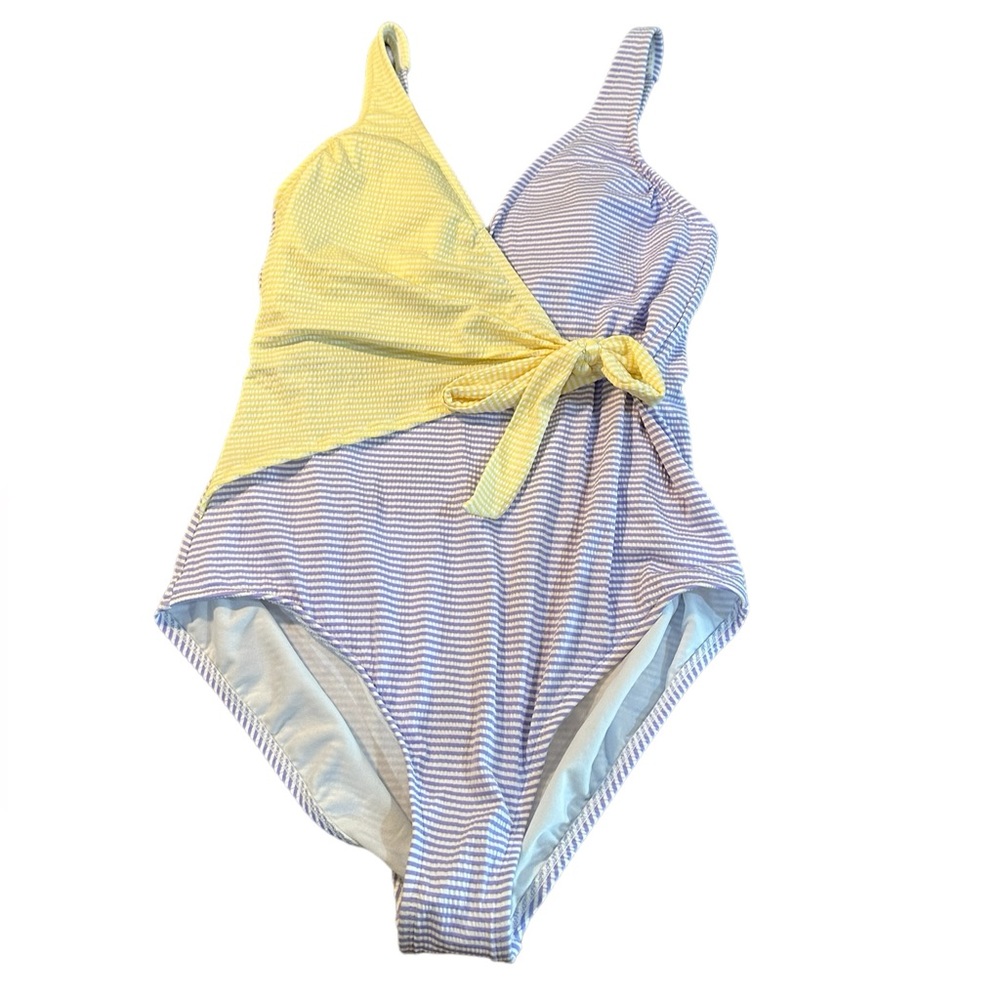 Kona Sol 1 piece bathing suit size 16 full seat coverage‎ pastel color block NEW